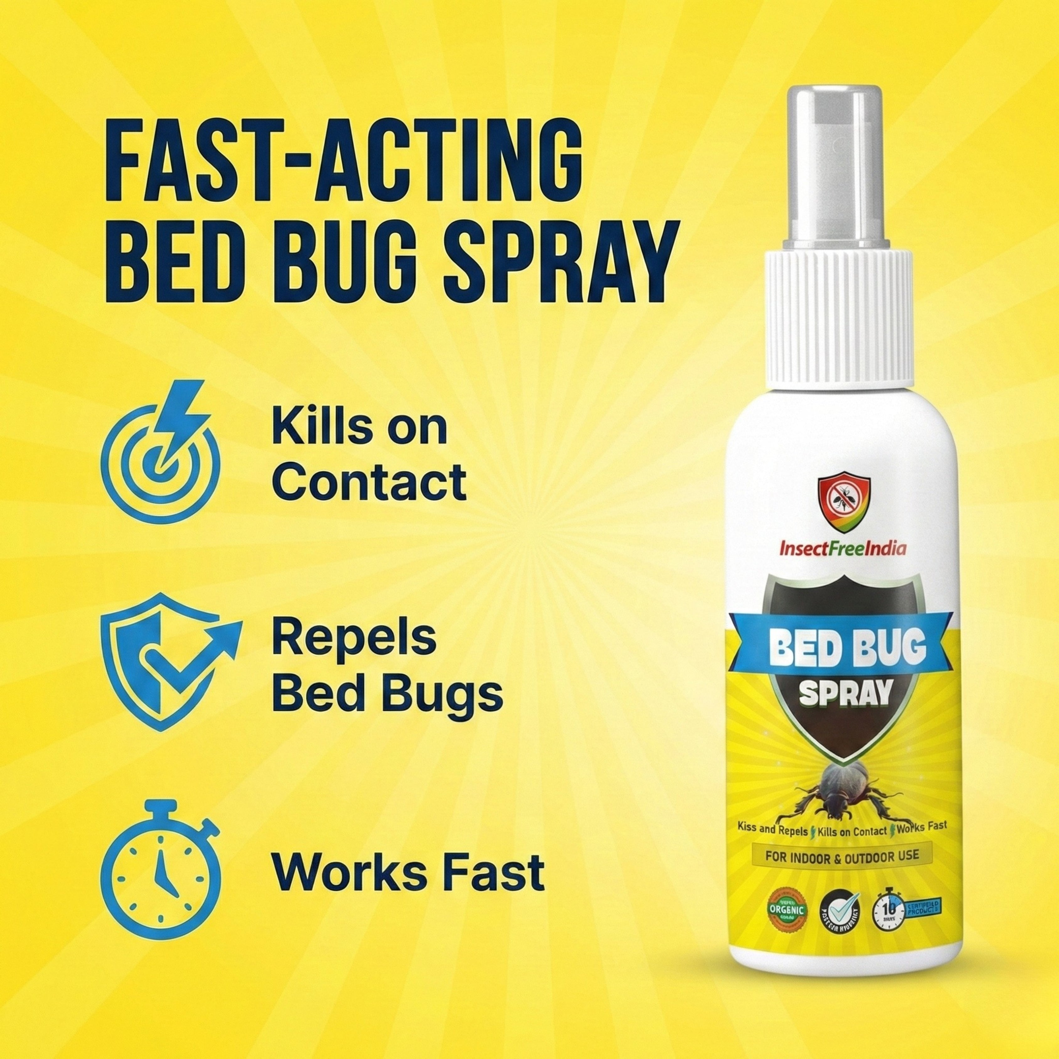 Bed Bug Spray | Fast Acting Bed Bug Killer & Repellent | Furniture | Safe for Indoor & Outdoor Use