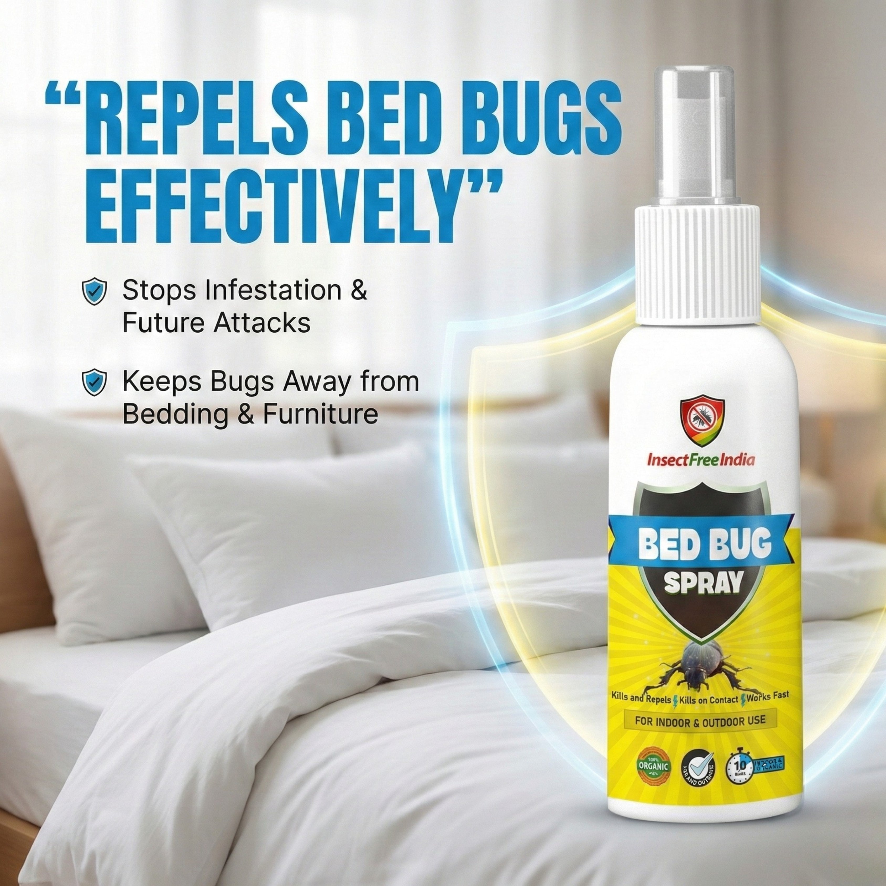 Bed Bug Spray | Fast Acting Bed Bug Killer & Repellent | Furniture | Safe for Indoor & Outdoor Use